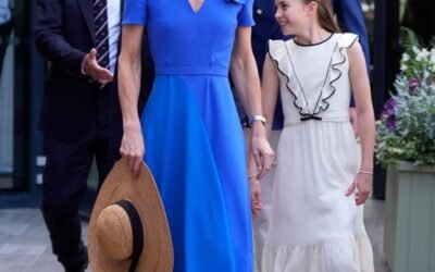 Welsh Children Join Their Families in the Wimbledon Men’s Last, Kate Shines in Royal Blue Roksanda.