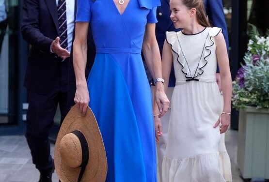Welsh Children Join Their Families in the Wimbledon Men’s Last, Kate Shines in Royal Blue Roksanda.
