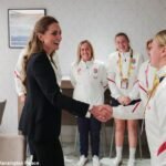 The Princess in Alexander McQueen and Knatchbull on the Girls’s Rugby World Cup – Kate’s Trend Selections